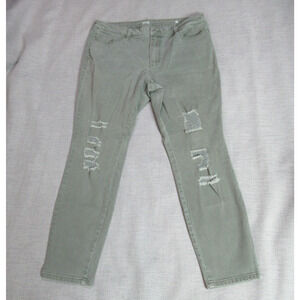 Ana Jeans Womens Size 16 Green Jegging Distressed Skinny Denim Casual Momcore